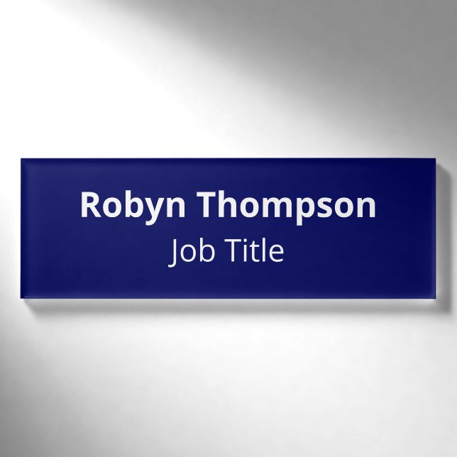 Acrylic Professional Name Tag Magnetic Navy Blue (Front)