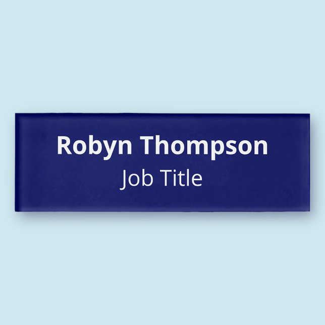 Acrylic Professional Name Tag Magnetic Navy Blue (MISOOK Simple Navy Blue Name Tag)