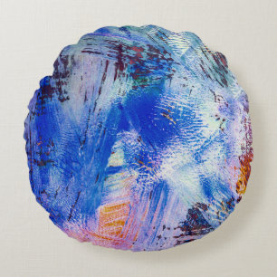 acrylic raster texture different multicolored mono round pillow