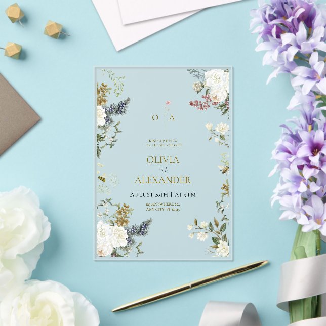 Acrylic Rustic Floral Wedding Invitation (Insitu (Wedding))