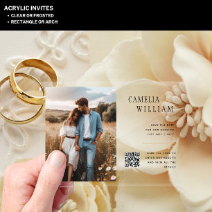ACRYLIC Save The Date PHOTO Qr Code RSVP Acrylic Invitations