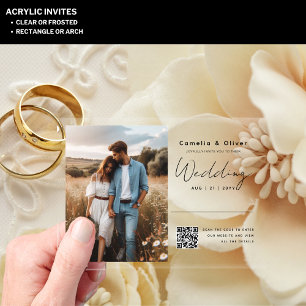 ACRYLIC Save The Date PHOTO Qr Code RSVP Acrylic Invitations