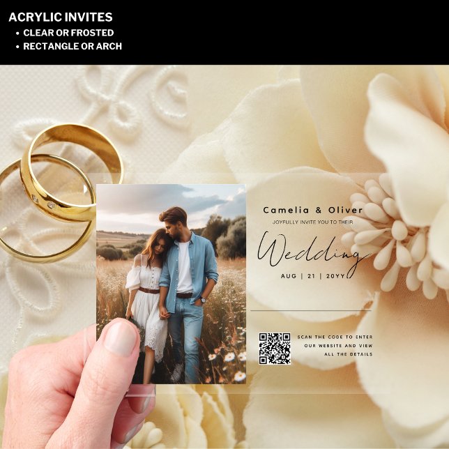 ACRYLIC Save The Date PHOTO Qr Code RSVP Acrylic Invitations (Creator Uploaded)