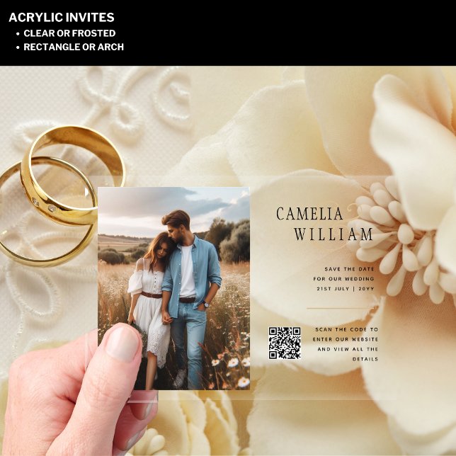ACRYLIC Save The Date PHOTO Qr Code RSVP Invitations (Creator Uploaded)
