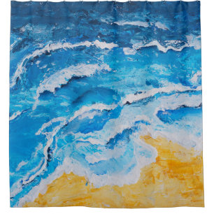 Acrylic sea and beach painting on drawing stand wi