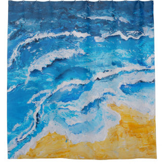 Acrylic sea and beach painting on drawing stand wi
