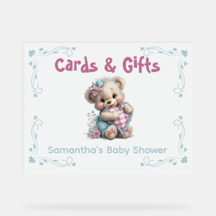 Acrylic sign Cards & Gifts Teddy Bear Baby Shower