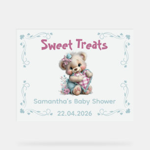 Acrylic Sign Sweet Treats Teddy Bear Baby Shower 