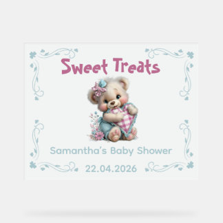 Acrylic Sign Sweet Treats Teddy Bear Baby Shower 