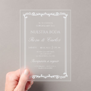 Acrylic simple Spanish Wedding Invitations