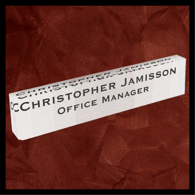 Acrylic Subtle Beige Stripe Name and Title Desk Nameplate (Creator Uploaded)