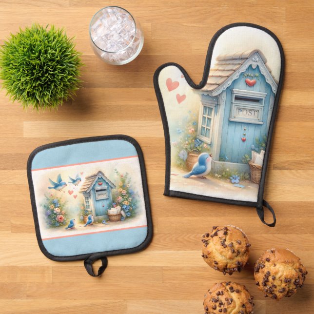 Acrylic Tray Oven Mitt & Pot Holder Set (Top Down)