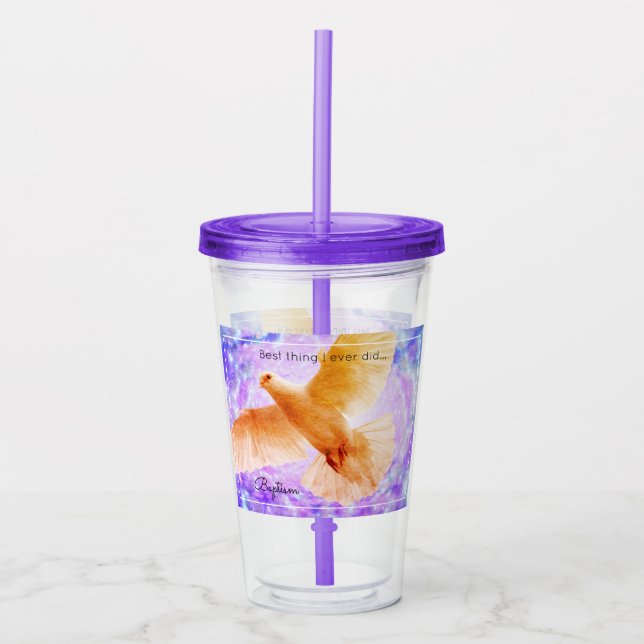 Acrylic Tumbler Baptism Dove (Front)