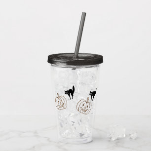 Acrylic Tumbler - Pumpkins and Black Cats