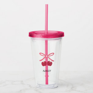 Acrylic Tumbler Sweet Cherry Bow Cute