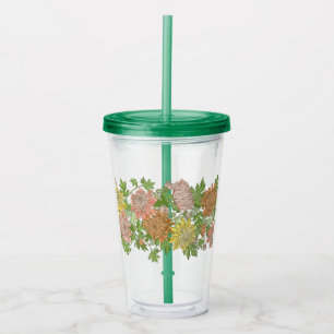 Acrylic Tumbler with a floral border