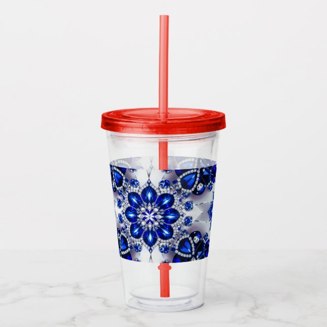 Acrylic Tumbler with Blue White Colours Design (Front)