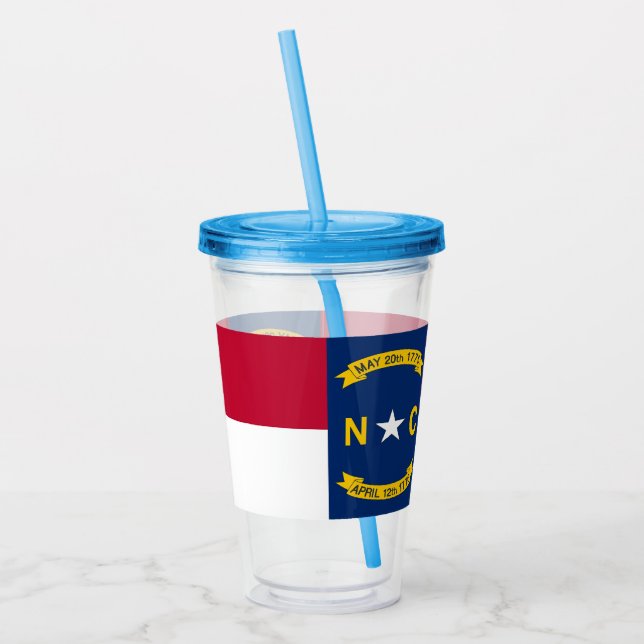 Acrylic Tumbler with flag of North Carolina (Left)
