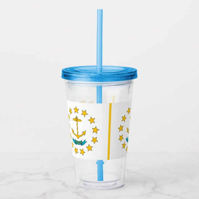 Acrylic Tumbler with flag of Rhode Island (Front)