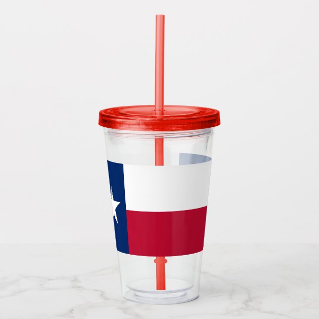 Acrylic Tumbler with flag of Texas (Front)