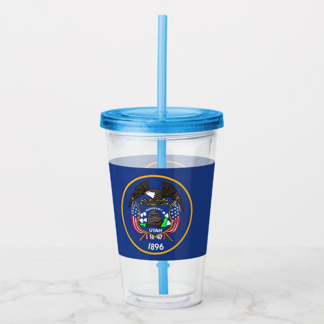 Acrylic Tumbler with flag of Utah (Front)