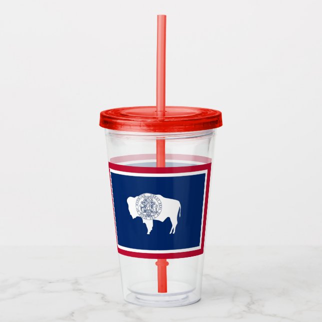 Acrylic Tumbler with flag of Wyoming State (Front)