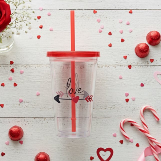 Acrylic Tumbler With Lid Straw Valentine's Day (Creator Uploaded)