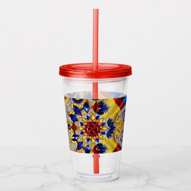Acrylic Tumbler with Romanian Colours Design (Front)