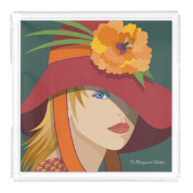 Acrylic Vanity Tray. A Bee in Her Bonnet. 