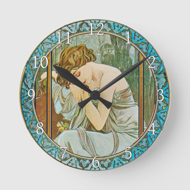 Acrylic Wall Clock Art Nouveau Alphonse Mucha 22 (Front)