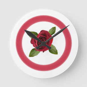 Acrylic Wall Clock Red Rose