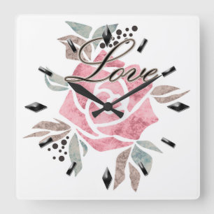 Acrylic Wall Clock Romantic mosaic textured pink r