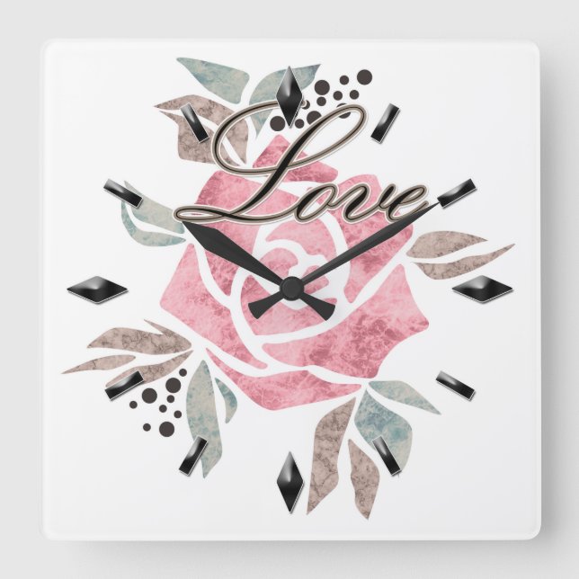 Acrylic Wall Clock Romantic mosaic textured pink r (Front)