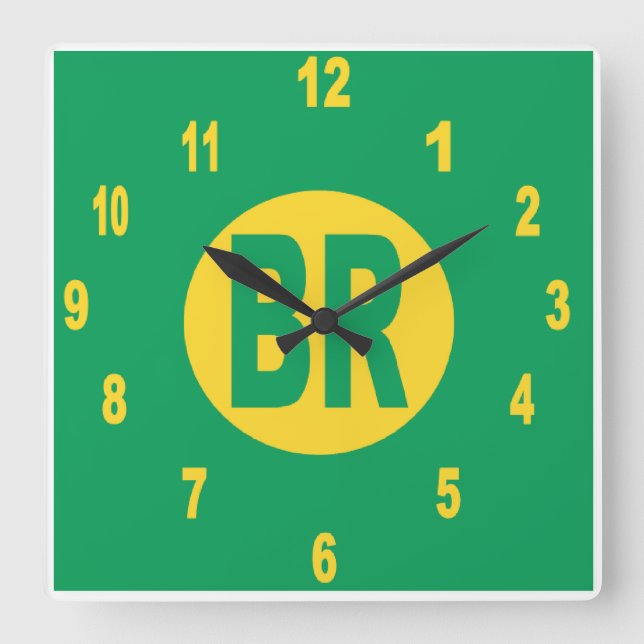 Acrylic Wall Clock, Square  BRAZIL Clock (Front)
