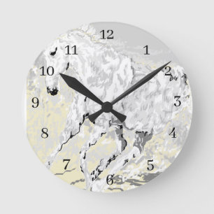 Acrylic Wall Clock, Square wild White Stallion Round Clock