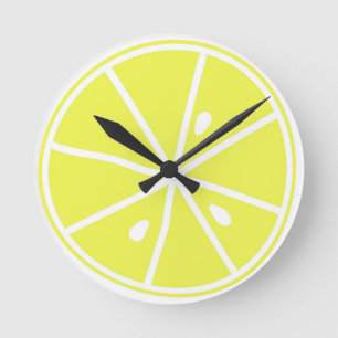 Acrylic Wall Clock Yellow slised of lemon