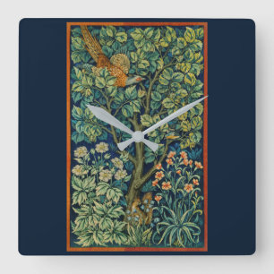 ACRYLIC WALLCLOCK : WILLIAM MORRIS : PHEASANT