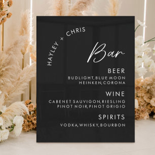 Acrylic Wedding Bar Black Bar Menu Sign