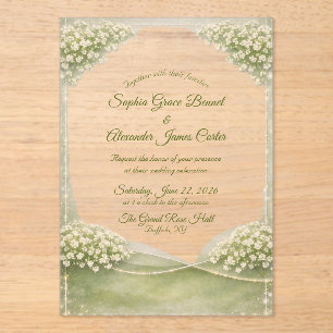 Acrylic Wedding Invitation Elegant Soft Green