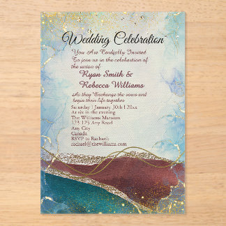 Acrylic Wedding Invitation Solid Background 