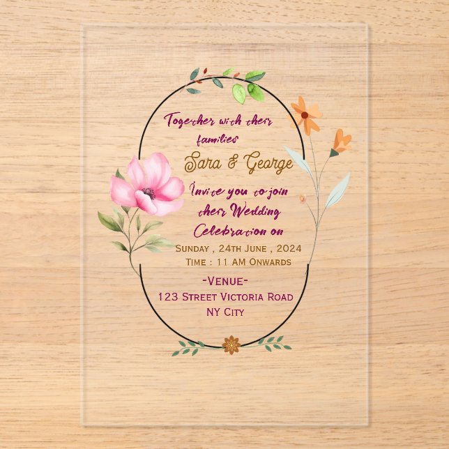 Acrylic Wedding Invitations  (Front)