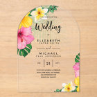 ACRYLIC Wedding Invite Tropical Flowers Luau Beach