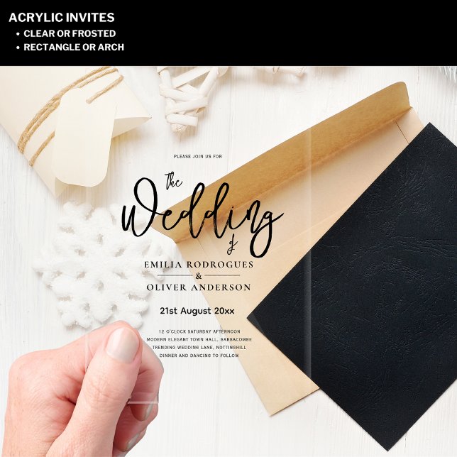 ACRYLIC Wedding Invites BLACK TEXT Bold Initials Acrylic Invitations (Creator Uploaded)