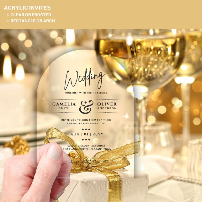 ACRYLIC Wedding Invites BLACK TEXT Bold Initials Invitations (Creator Uploaded)