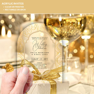 ACRYLIC Wedding Invites BLACK TEXT Bold Initials Invitations