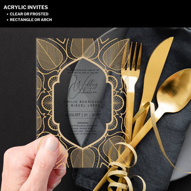 ACRYLIC Wedding Invites BLACK TEXT Bold Initials Invitations (Creator Uploaded)