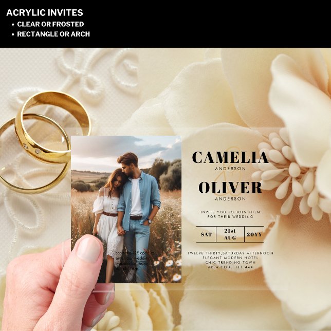 ACRYLIC Wedding Invites PHOTO Qr Code RSVP Acrylic Invitations (Creator Uploaded)