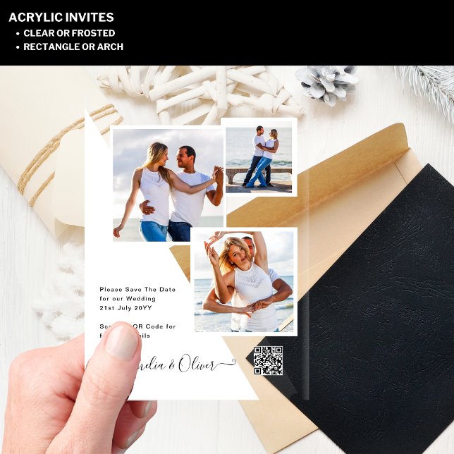 ACRYLIC Wedding Invites PHOTO Qr Code RSVP Acrylic Invitations (Creator Uploaded)