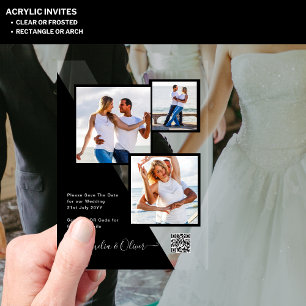 ACRYLIC Wedding Invites PHOTO Qr Code RSVP Acrylic Invitations