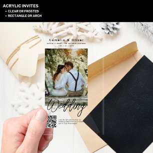 ACRYLIC Wedding Invites PHOTO Qr Code RSVP Acrylic Invitations